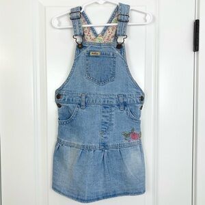 VTG Y2K Levi Strauss Levi's Denim Jean Embroidered Floral Overalls Dress Girl 4T